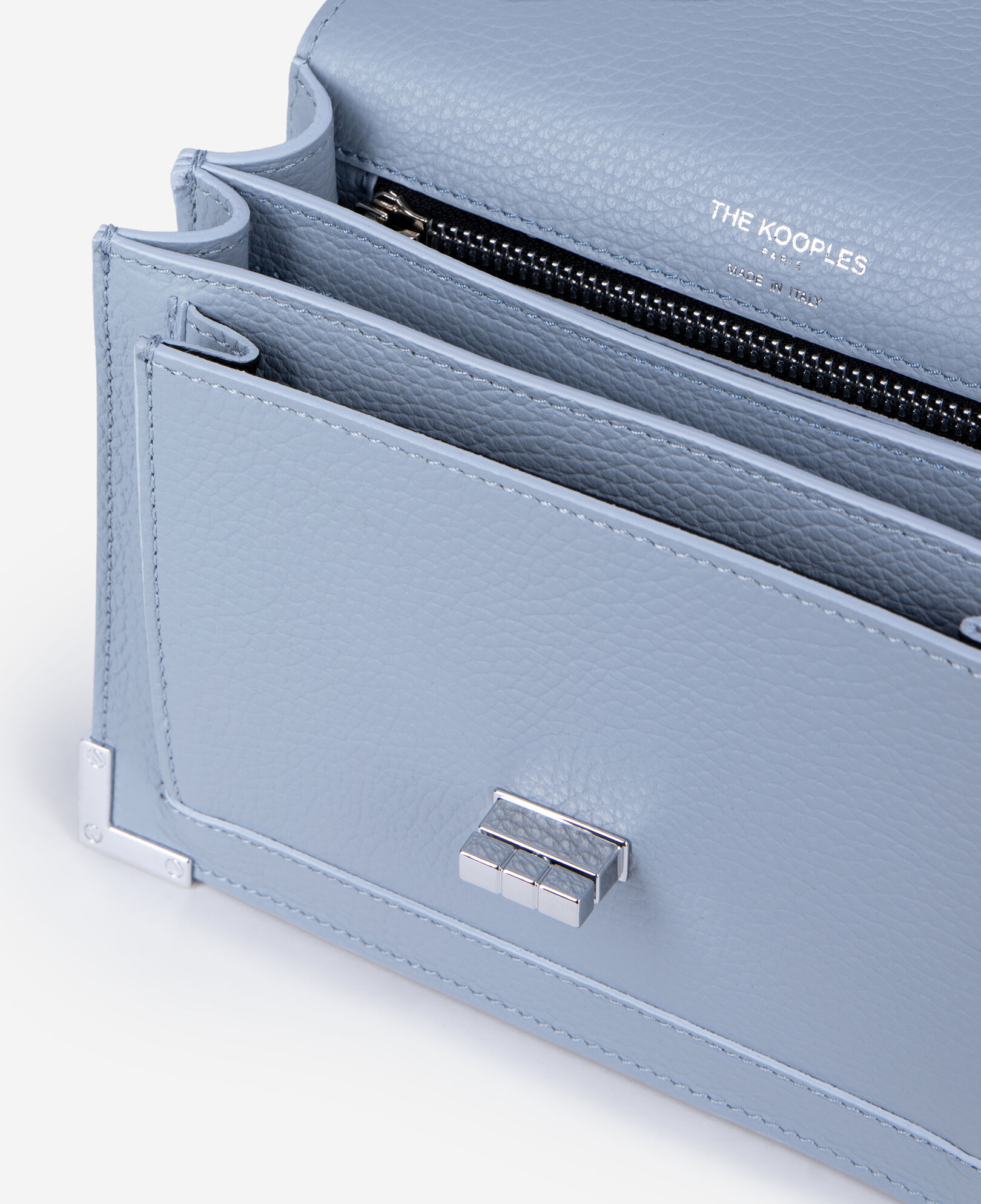 The Kooples WOMEN BLUE emily small blue grained leather bag