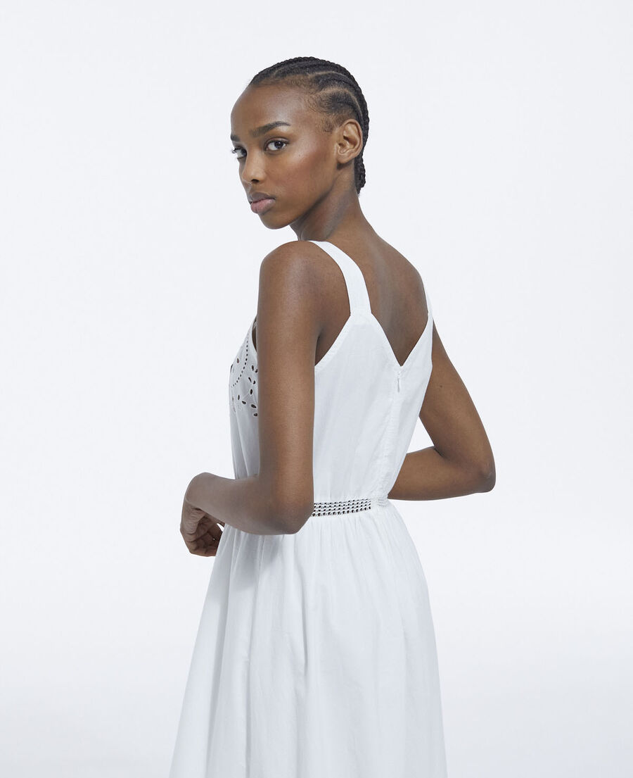 long sleeveless white lace dress