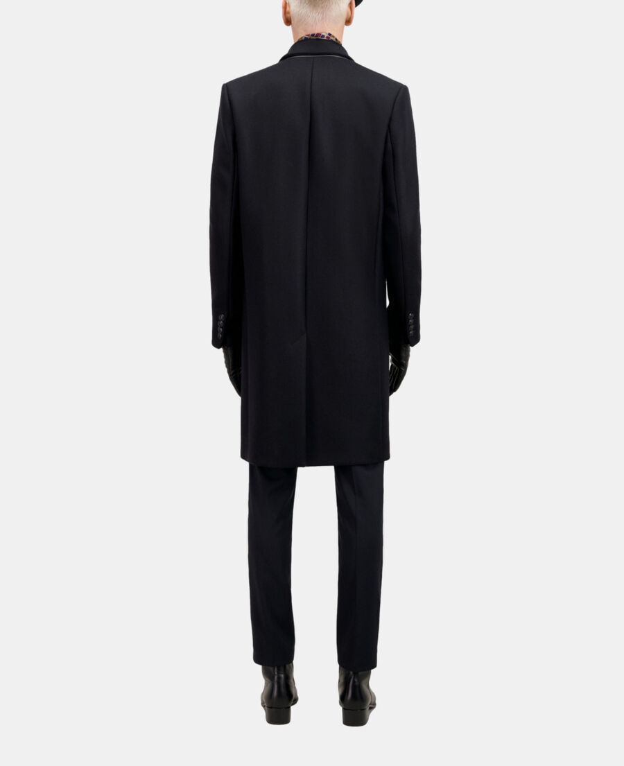 manteau noir long en laine