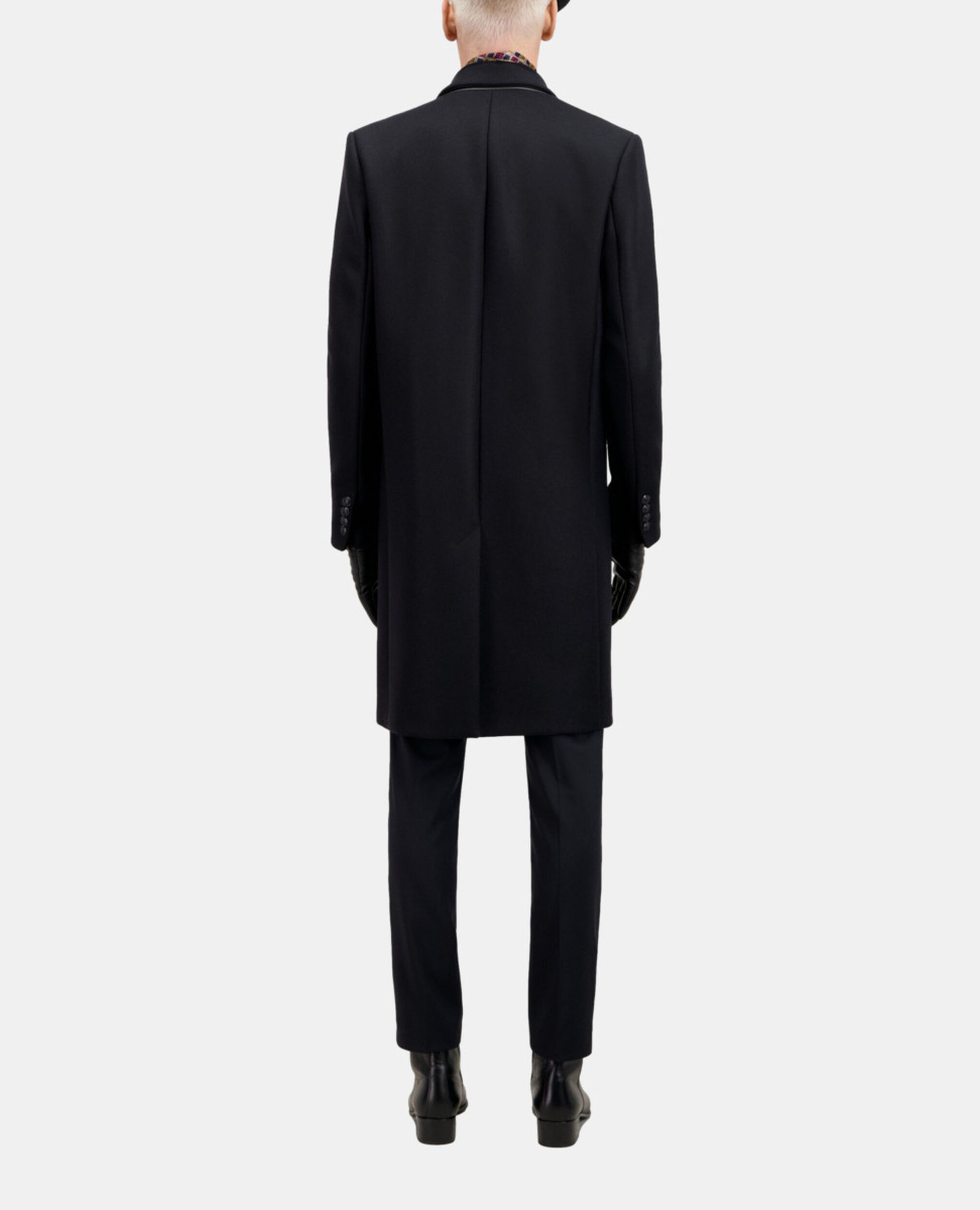 Manteau noir long en laine, BLACK, hi-res image number null
