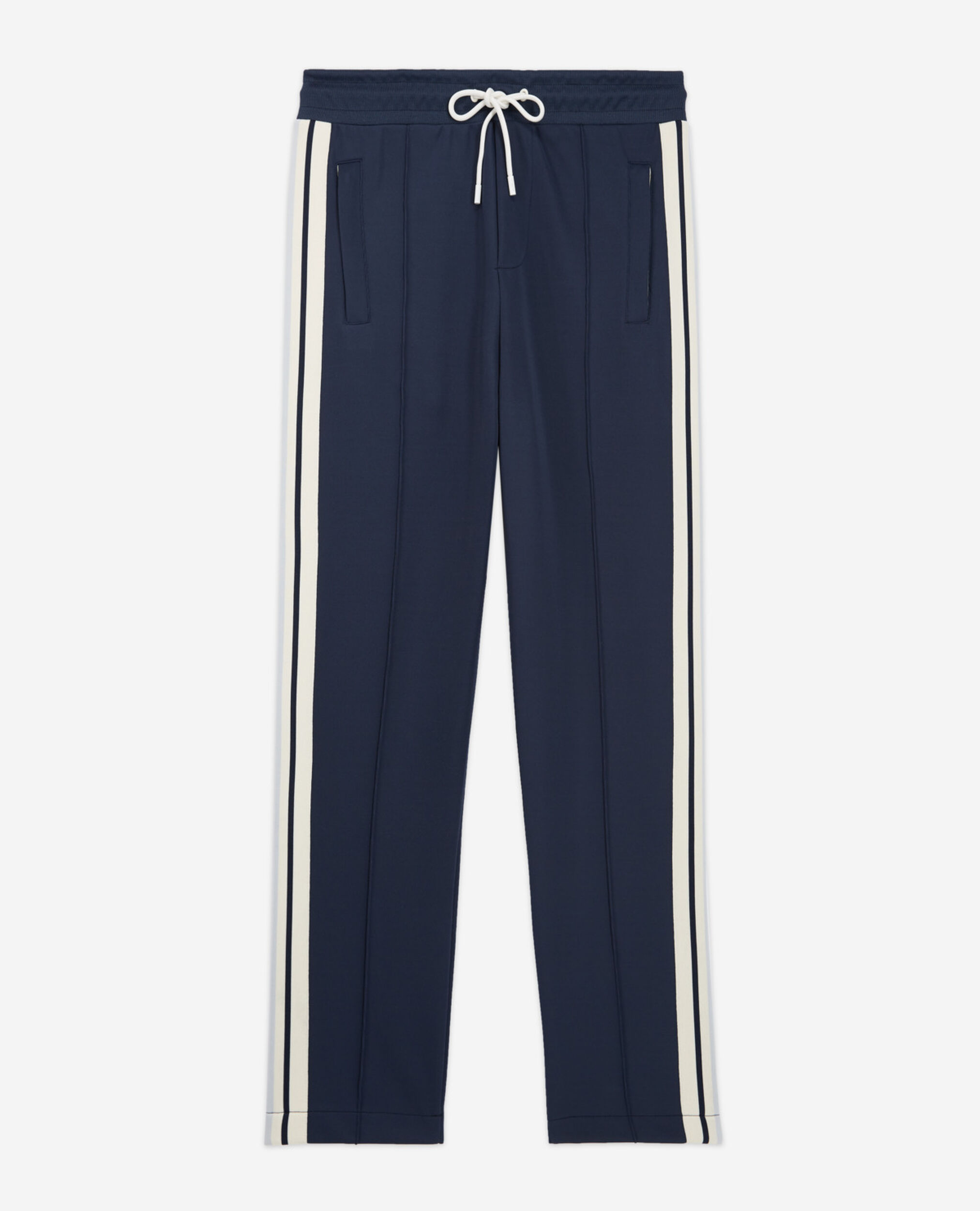 Navy blue loose-fit joggers with ecru bands, NAVY, hi-res image number null