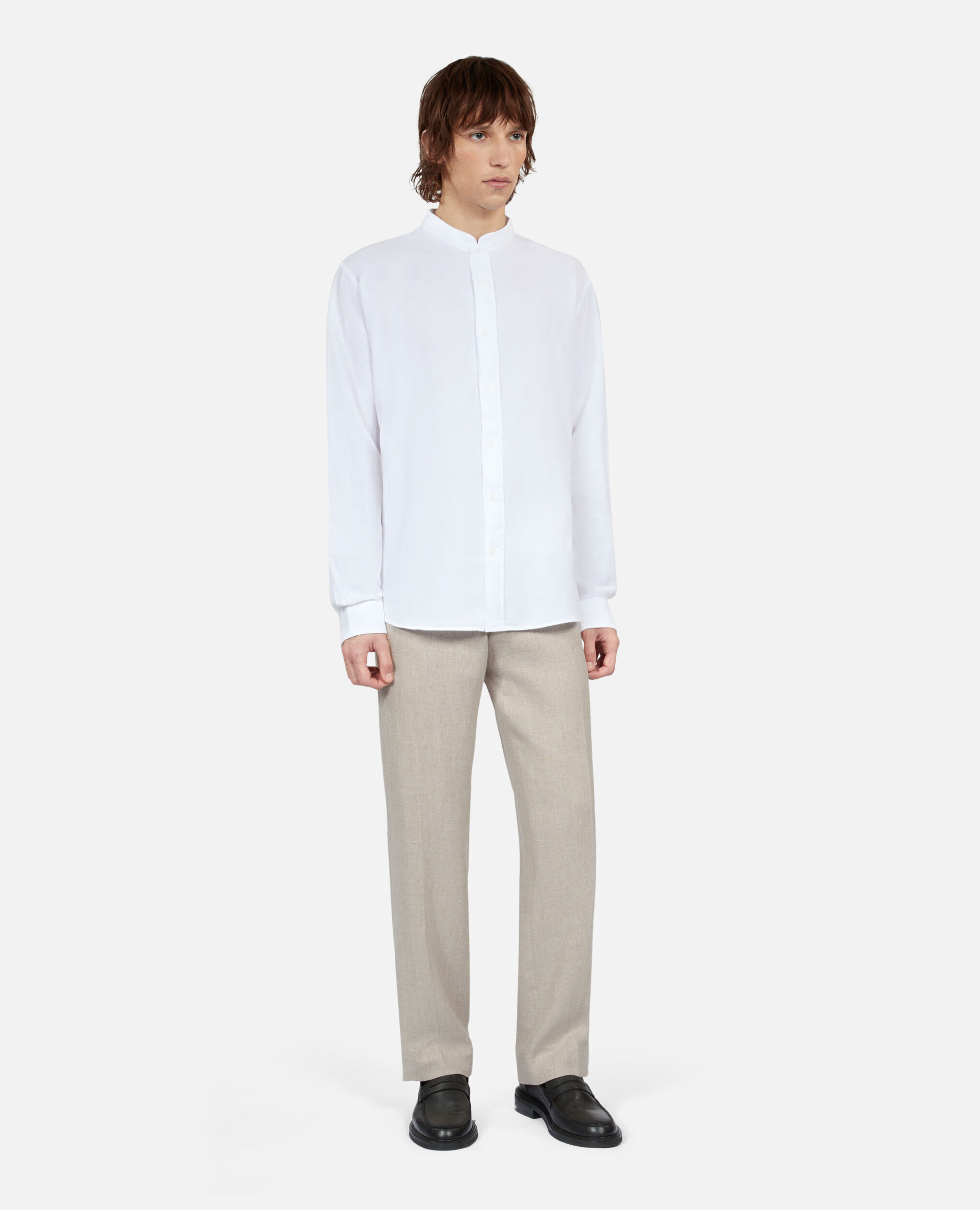 Camisa blanca algodón lino, WHITE, hi-res image number null