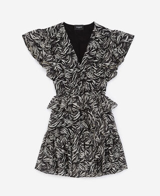 The Kooples WOMEN BLACK WHITE short black and white zebra-print dress