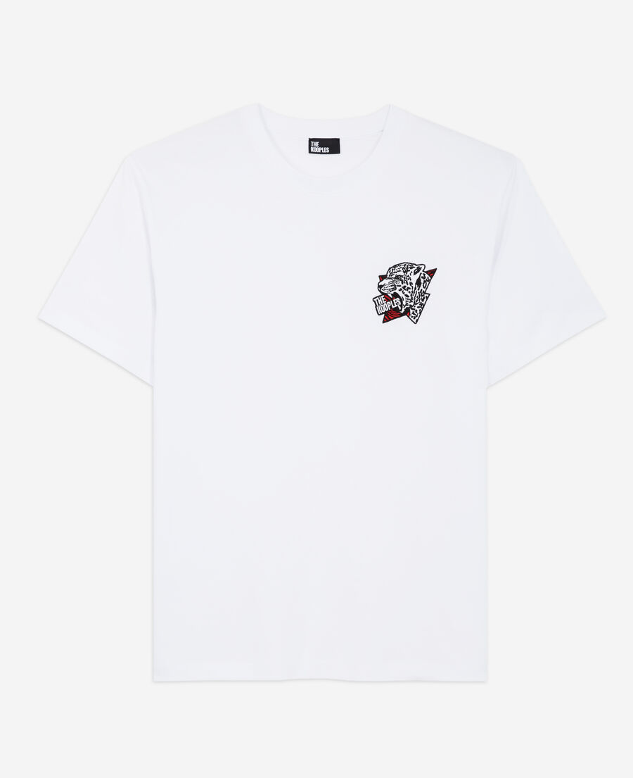 men's white screen print t-shirt