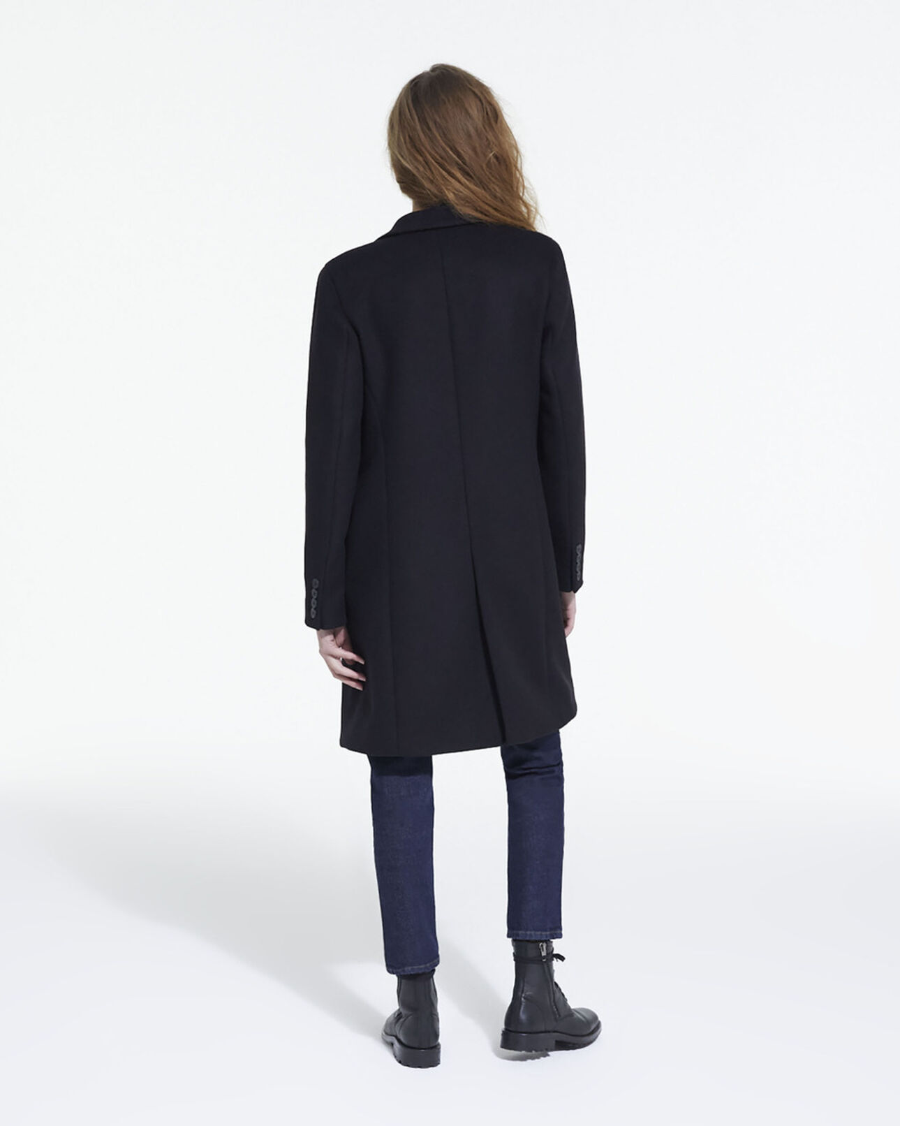 The Kooples DAMEN BLACK schwarzer wollmantel aus kaschmir