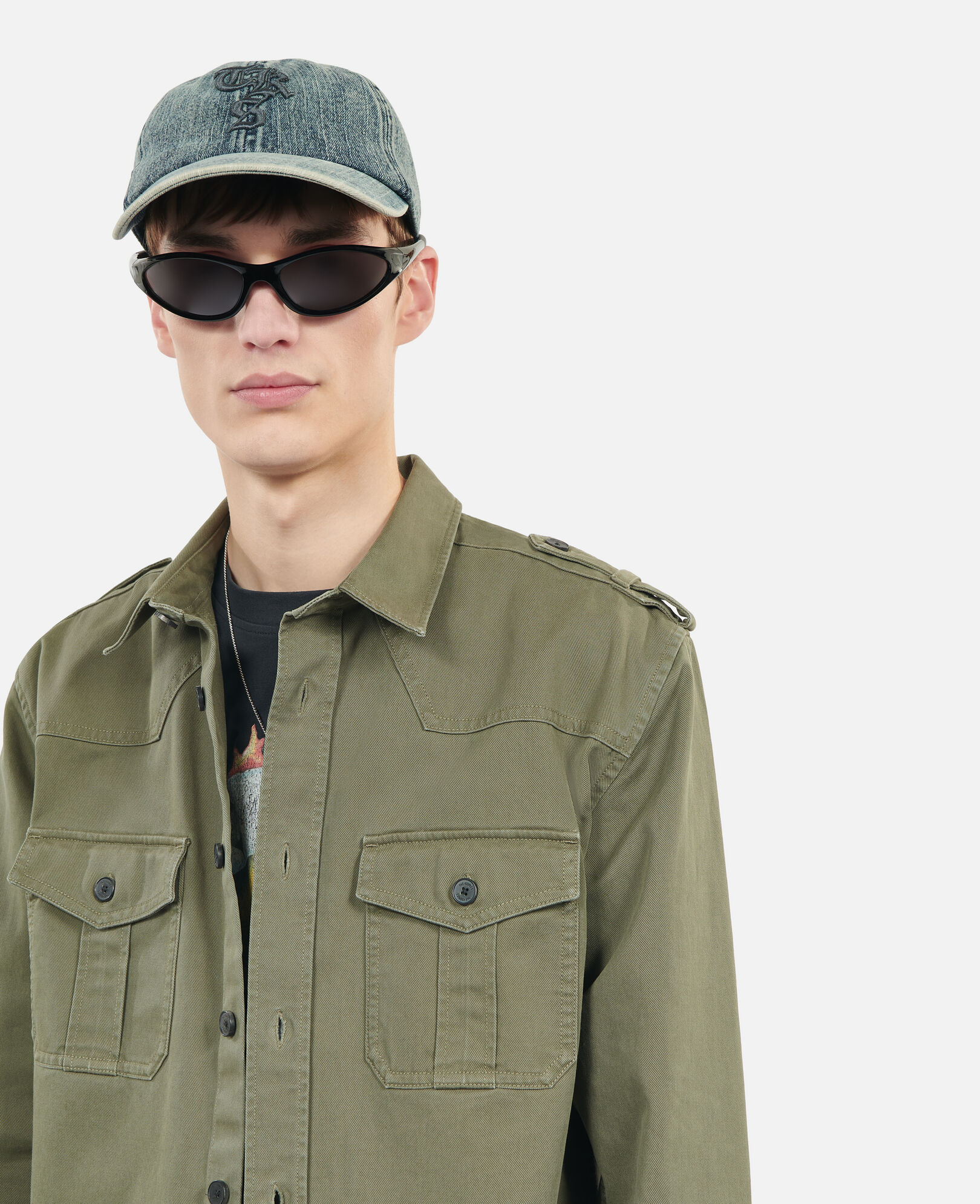 The Kooples MEN OLIVE NIGHT khaki officer style overshirt