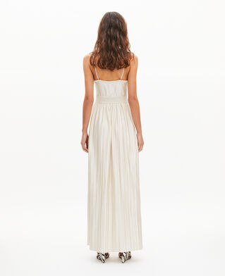 The Kooples F LIGHT BEIGE off-white pleated maxi dress