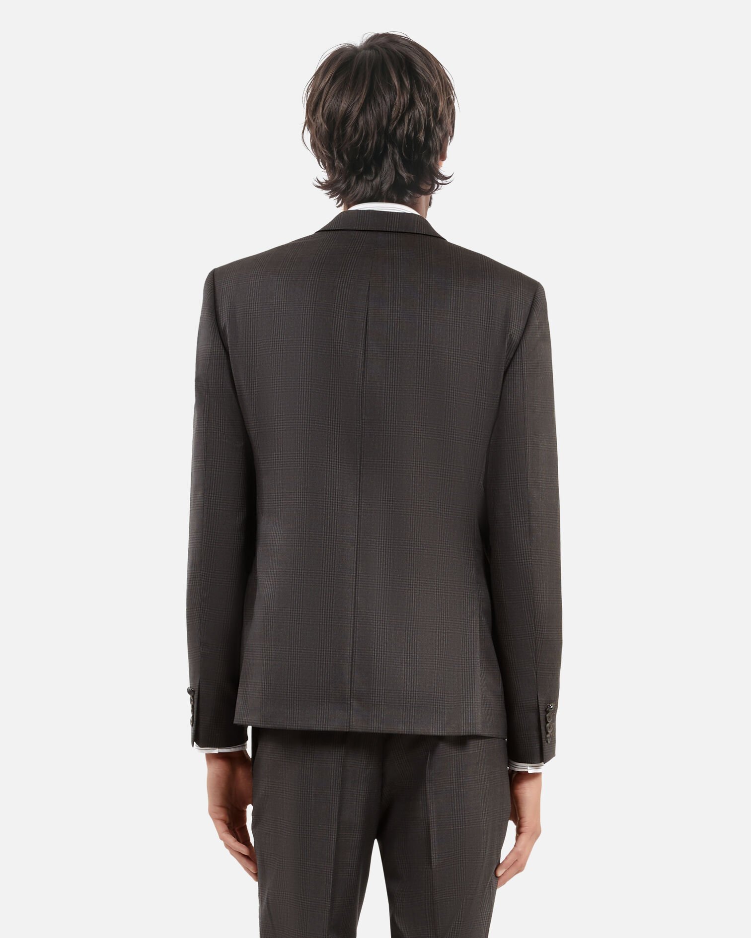 Prince of Wales grey wool suit jacket, DARK GREY, hi-res image number null
