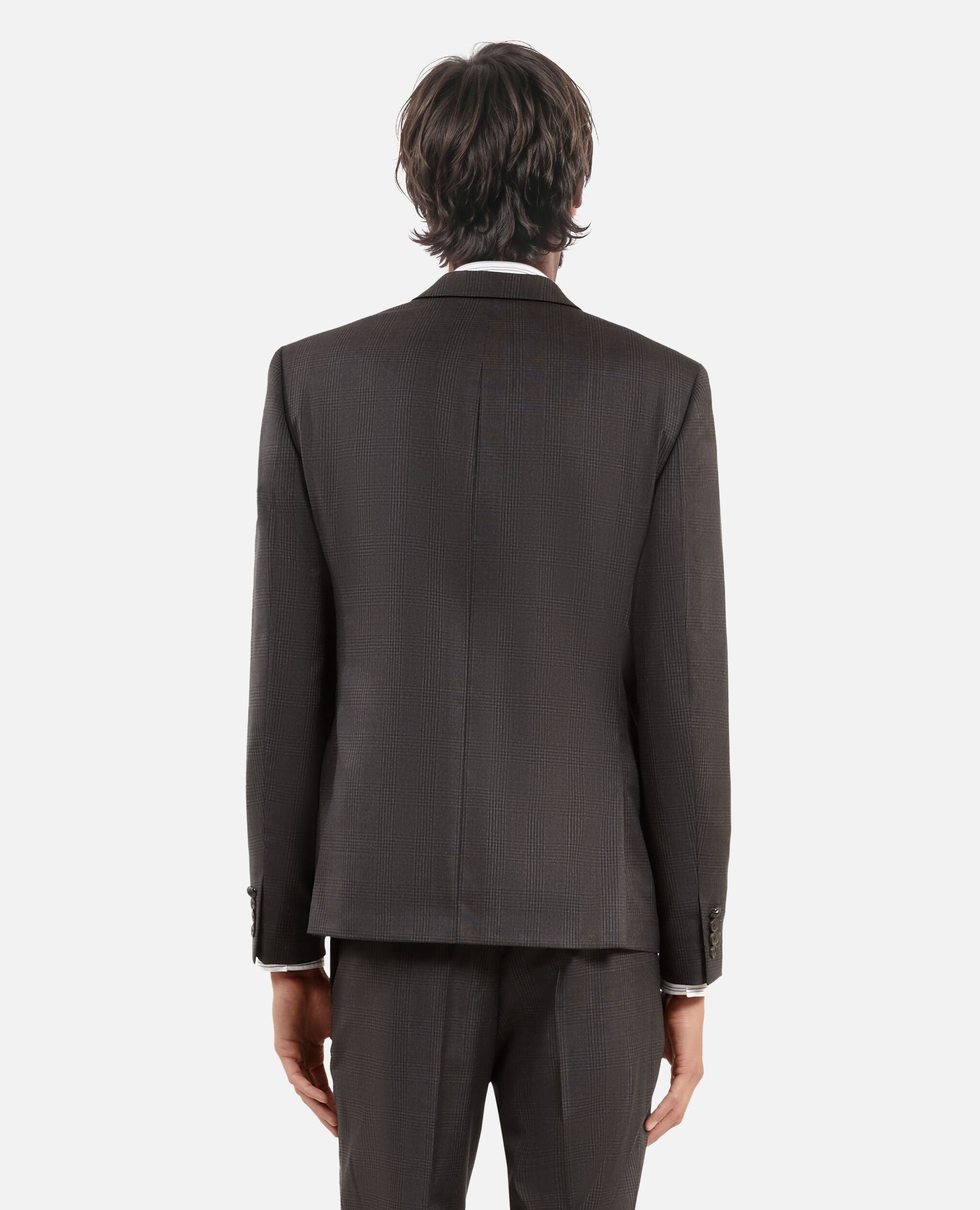 Prince of Wales grey wool suit jacket, DARK GREY, hi-res image number null