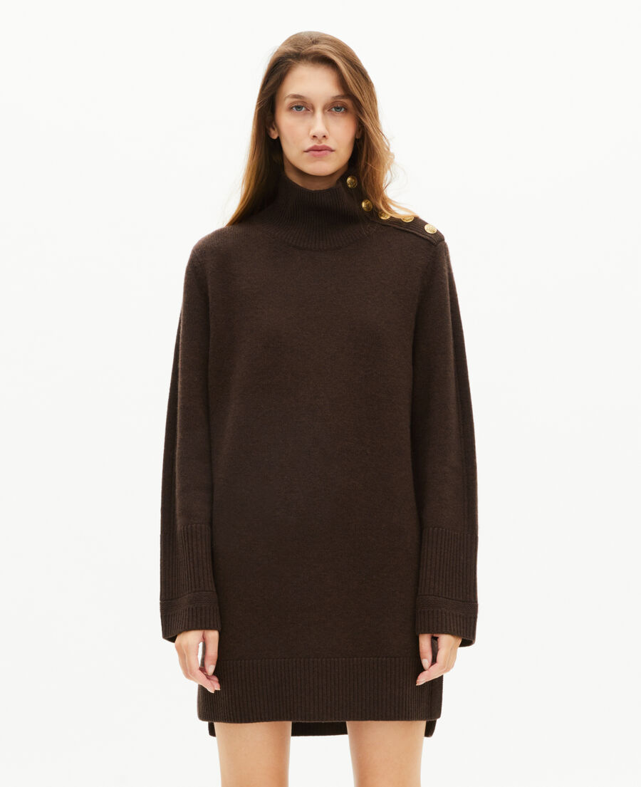 The Kooples WOMEN BROWN short dress in brown wool