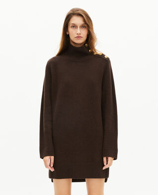 The Kooples WOMEN BROWN short dress in brown wool