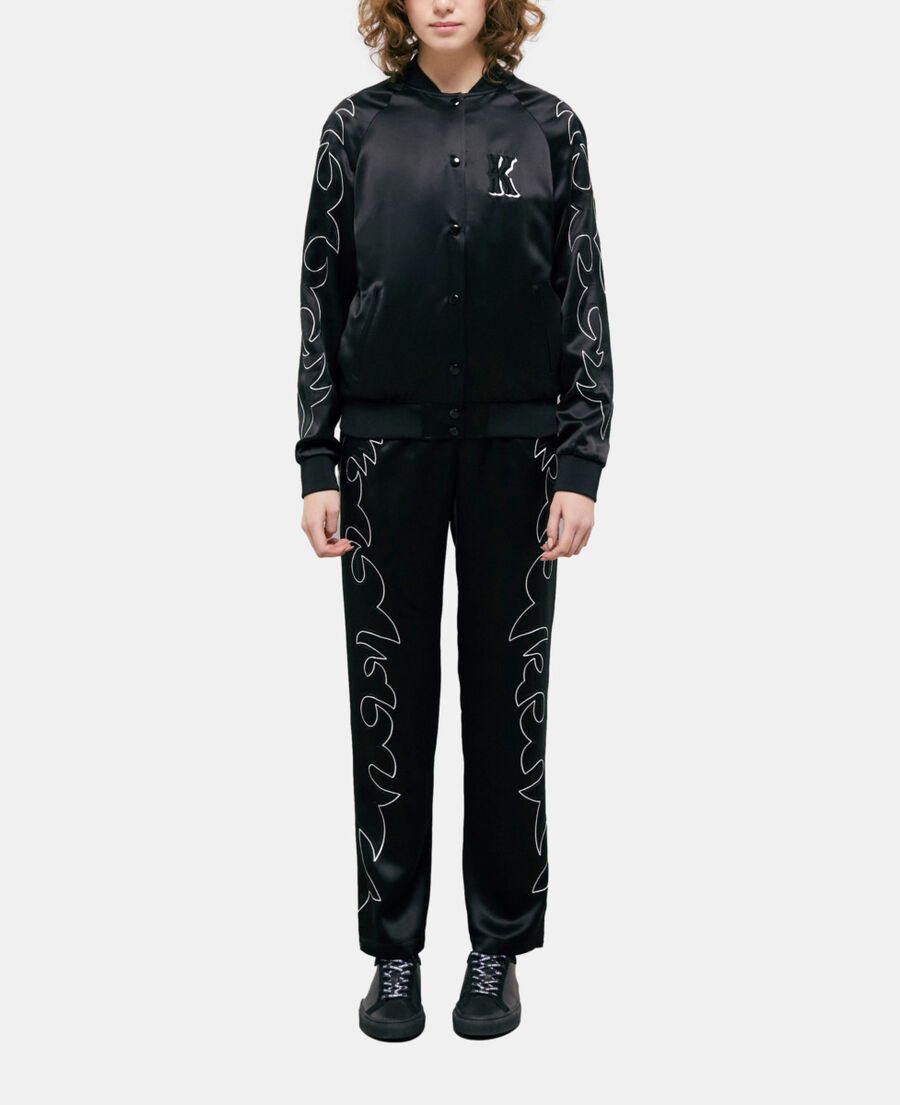 black teddy jacket with western-style embroidery