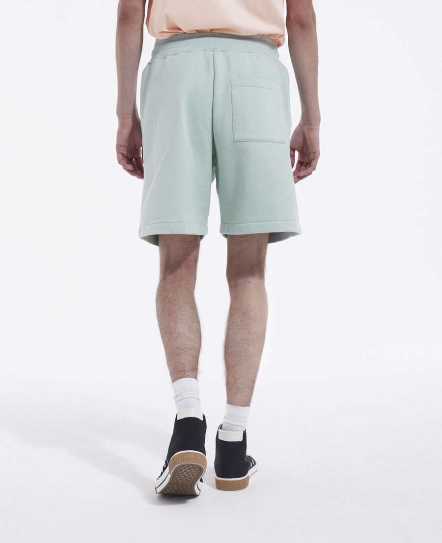 green cotton shorts with logo and elastic waist