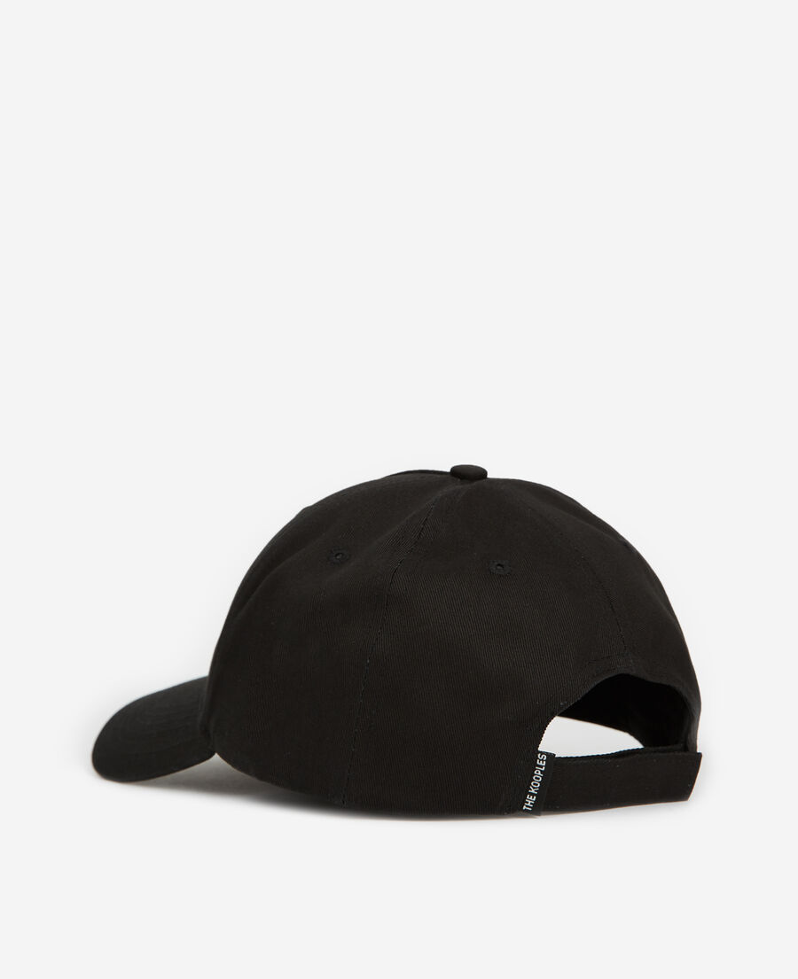 black cotton cap with white logo