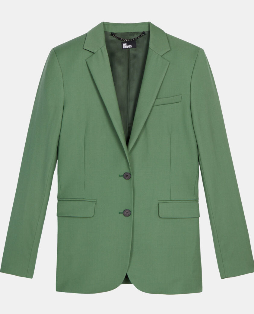 The Kooples WOMEN LIGHT KAKI green wool suit jacket