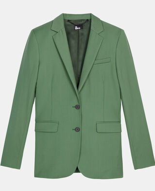 The Kooples WOMEN LIGHT KAKI green wool suit jacket