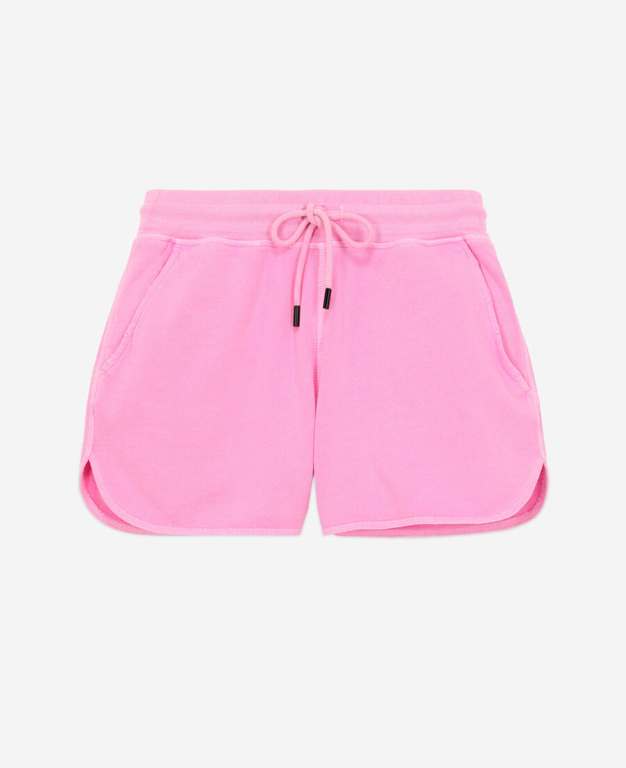 neonrosa shorts aus molton mit logo