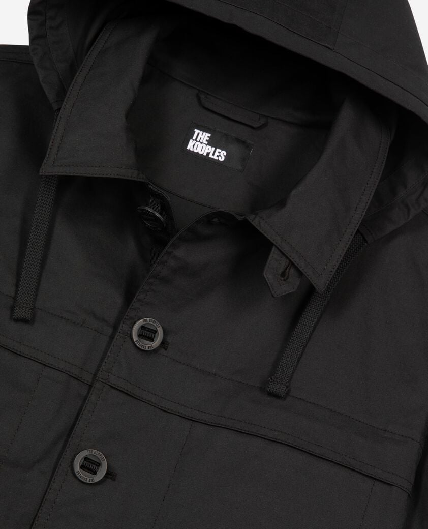 The Kooples HOMME BLACK parka courte à capuche noire