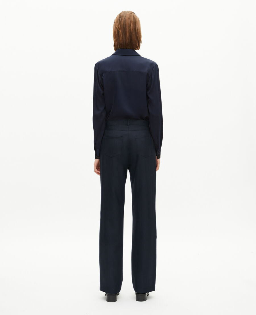 The Kooples FEMME NAVY pantalon droit à boutons marine
