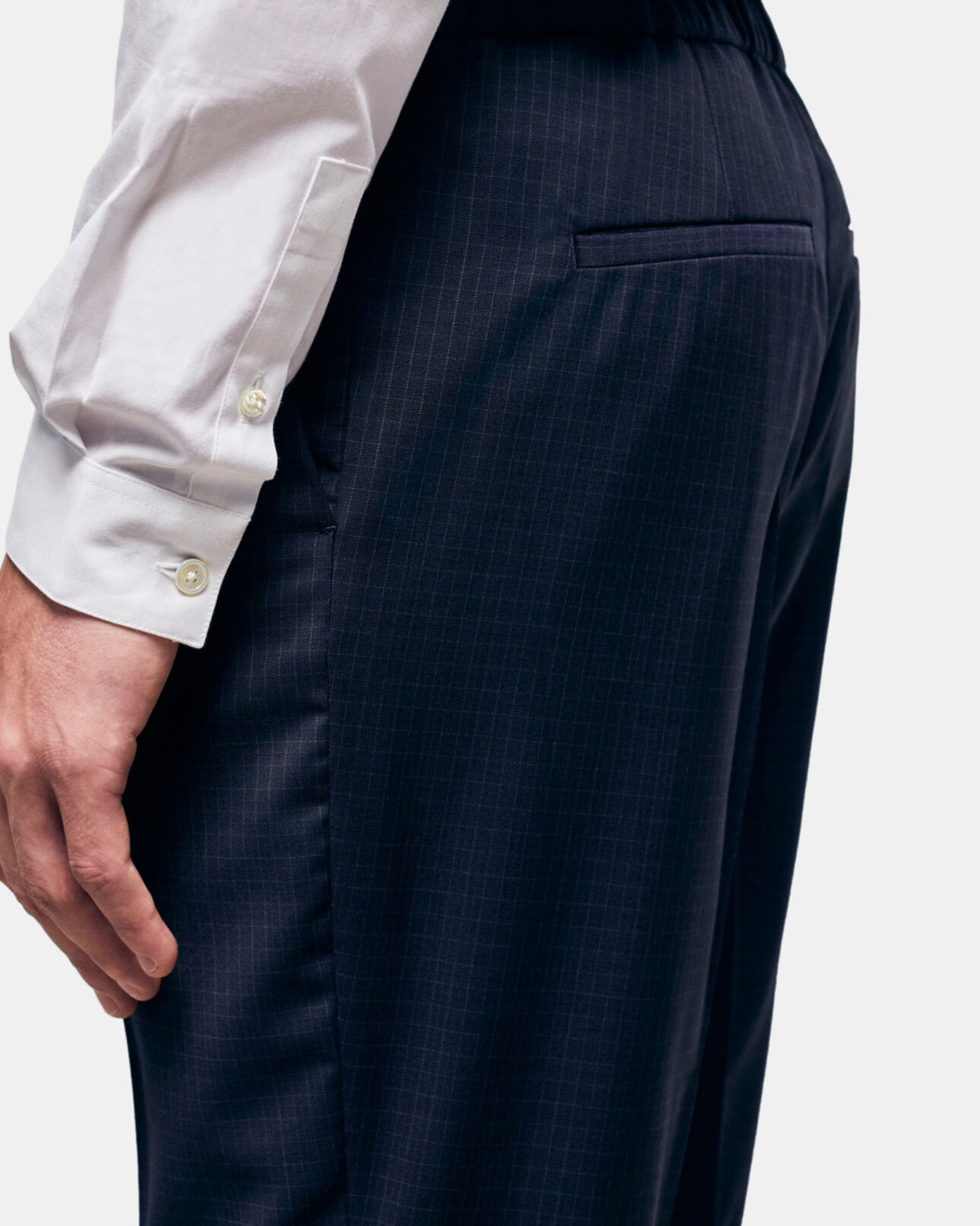 The Kooples MEN NAVY / WHITE wool suit pants with check motif