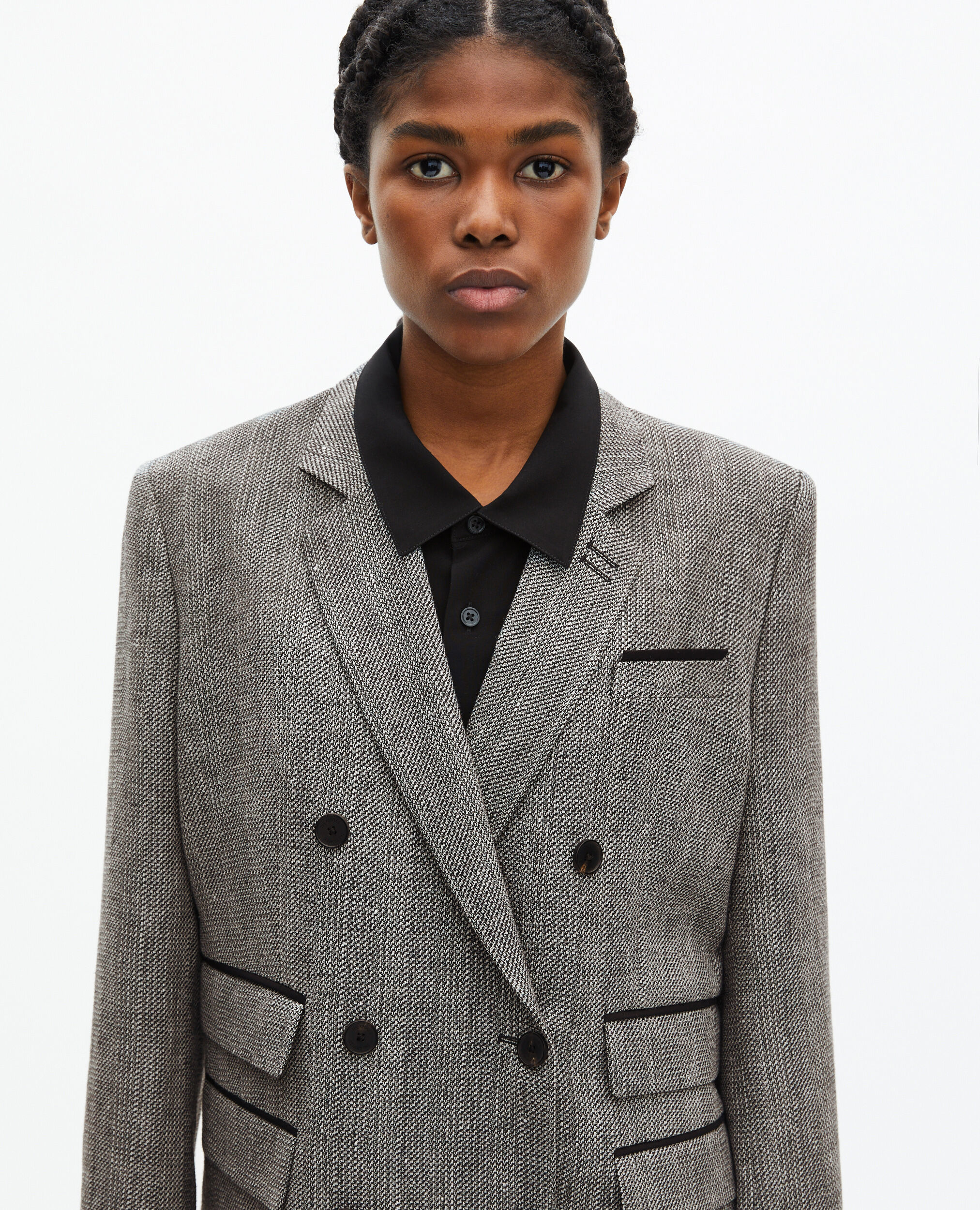 Gray wool and linen suit jacket, GREY, hi-res image number null
