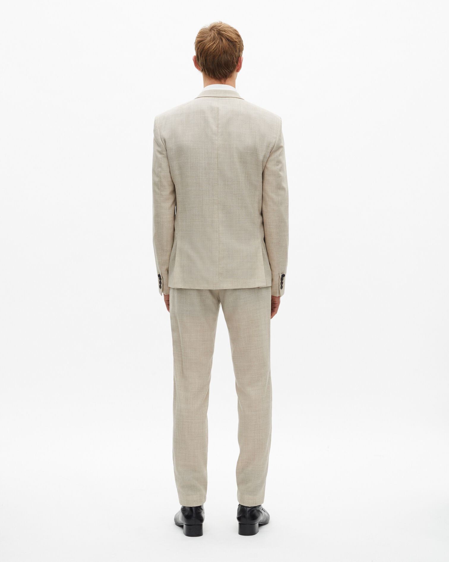 Beigefarbene, schmal geschnittene Anzugjacke aus Wolle, BEIGE, hi-res image number null