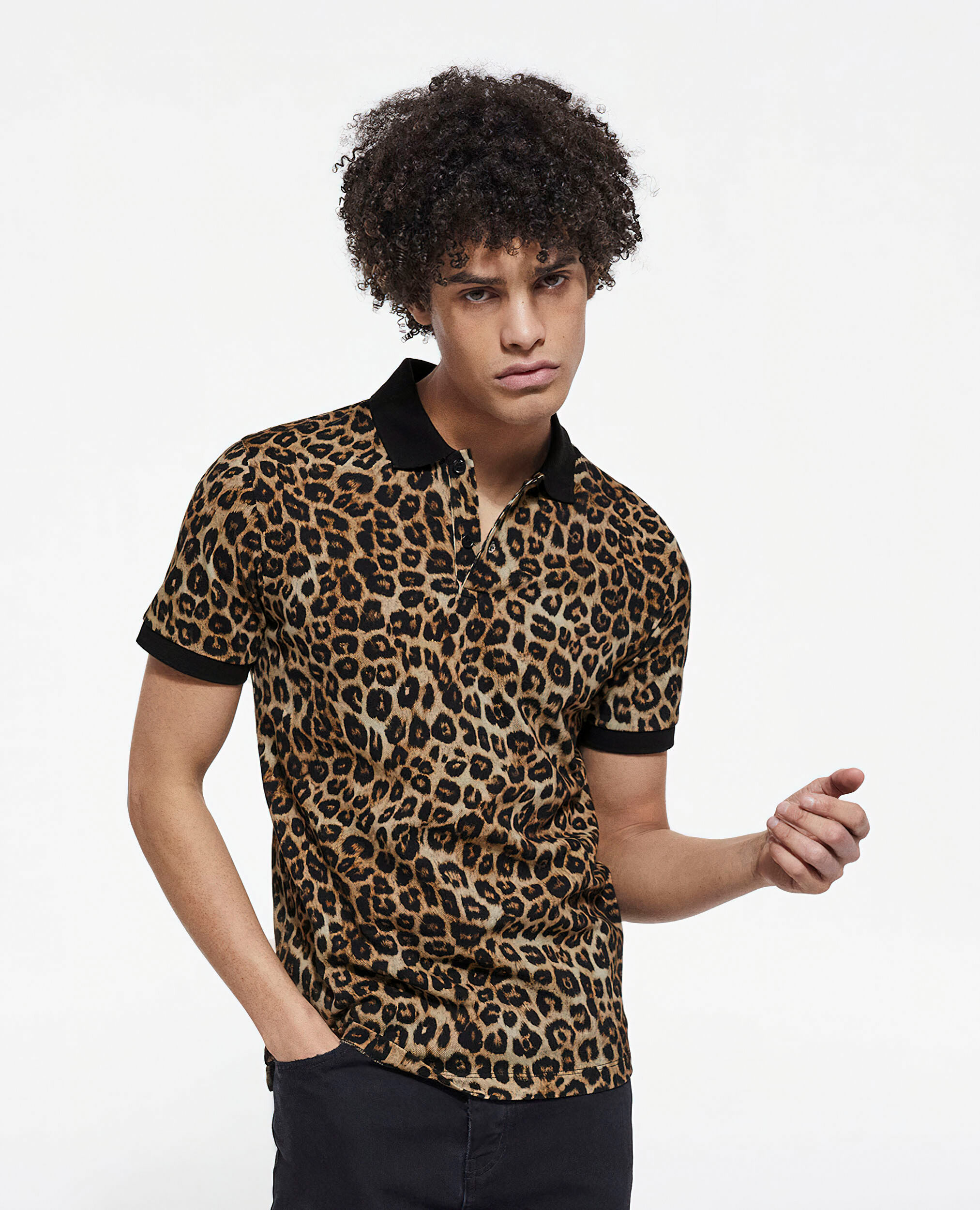 Cheetah print polo shirt clearance