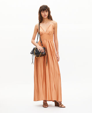 The Kooples F CAMEL light orange pleated maxi dress