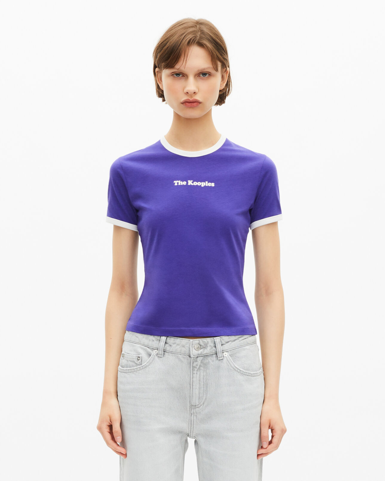 The Kooples WOMEN ELECTRIC BLUE t-shirt with purple screen print