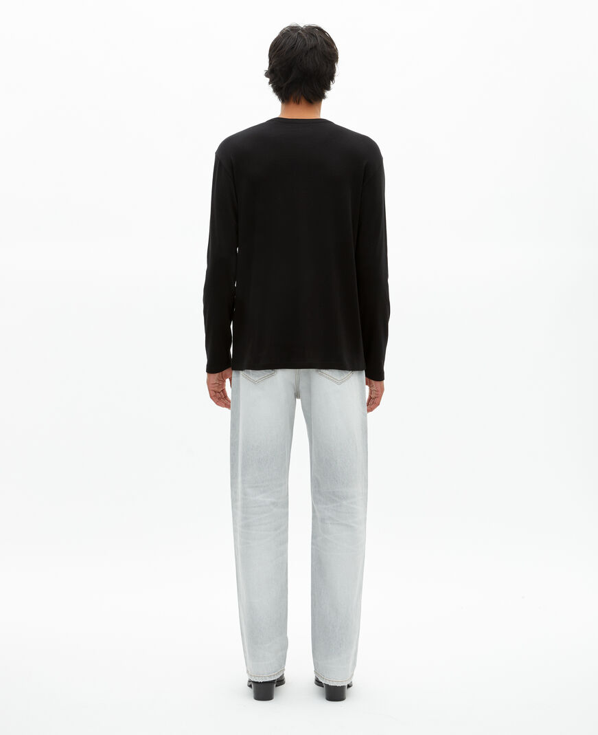 The Kooples MEN BLACK long-sleeved t-shirt with black crest