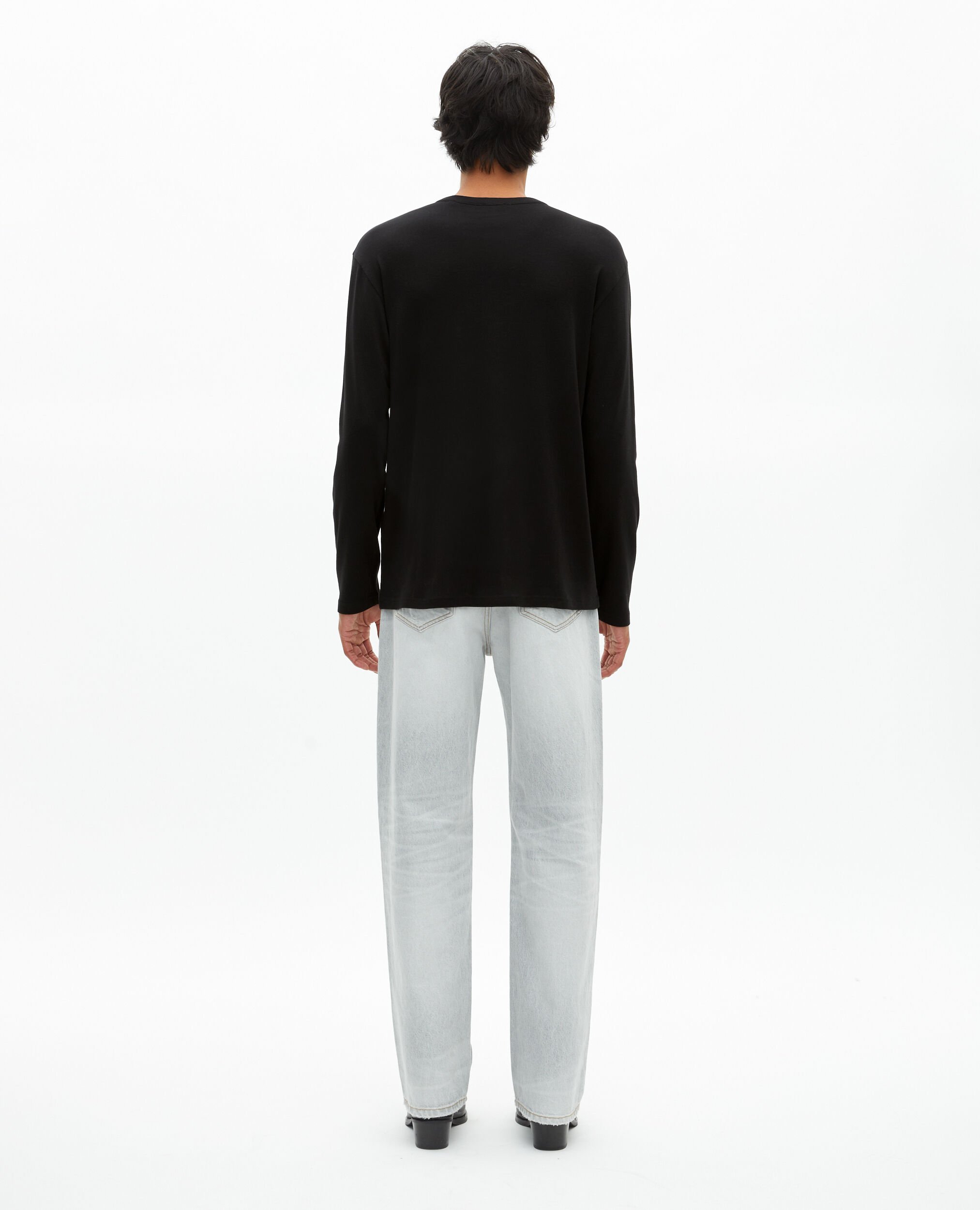 Long-sleeved T-shirt with black crest, BLACK, hi-res image number null