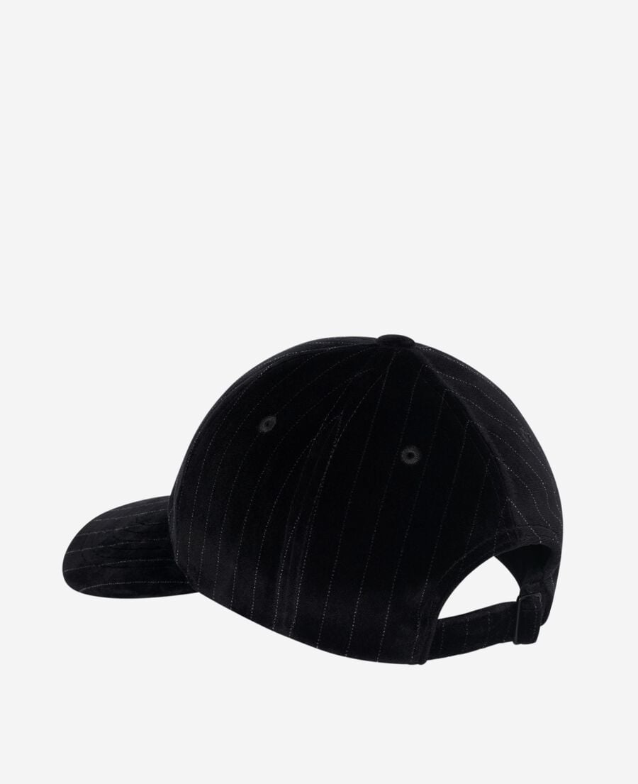 The Kooples MIXTE BLACK casquette en velours &agrave; fines rayures blanche