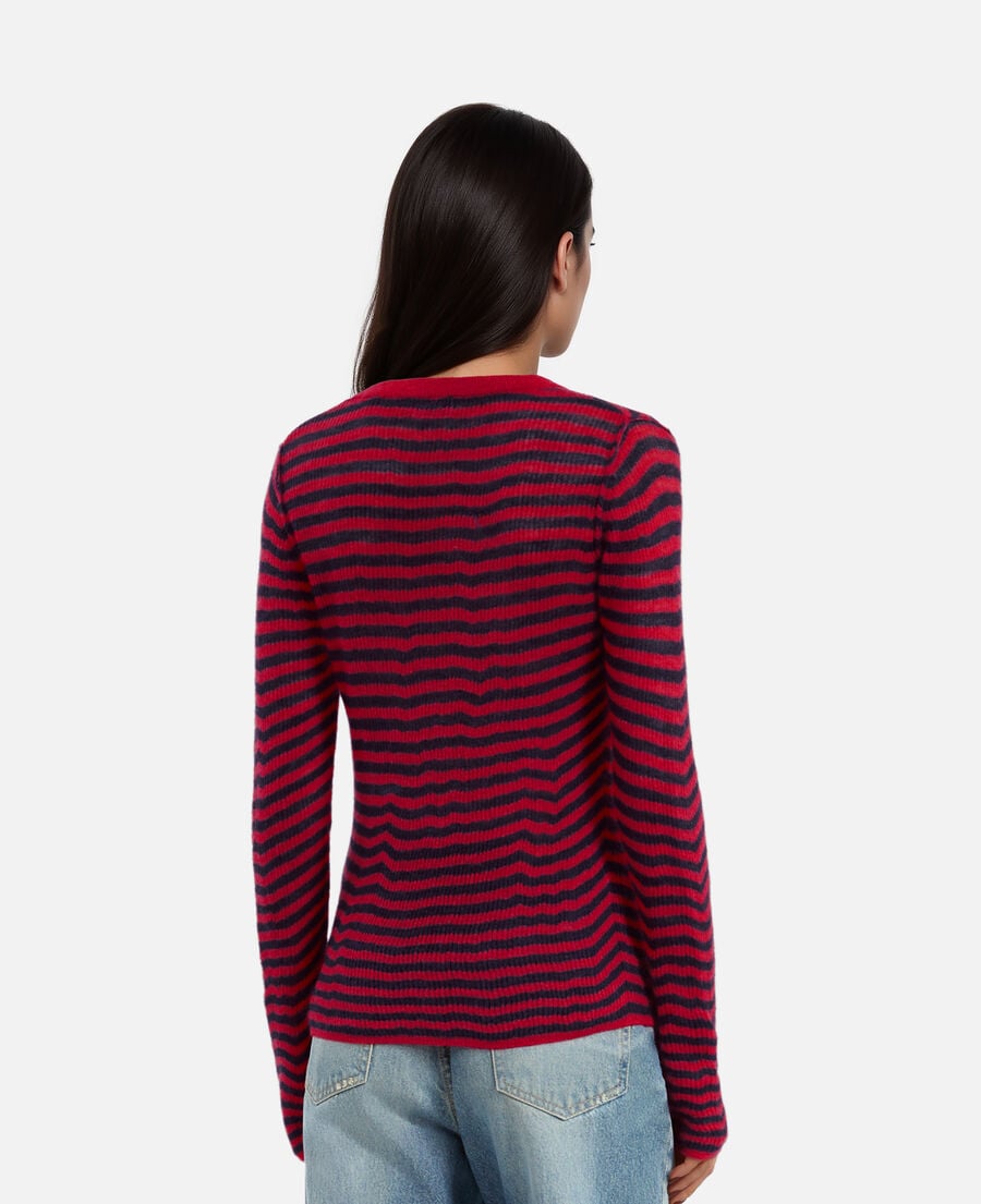 The Kooples WOMEN RED / BLUE striped mohair sweater 