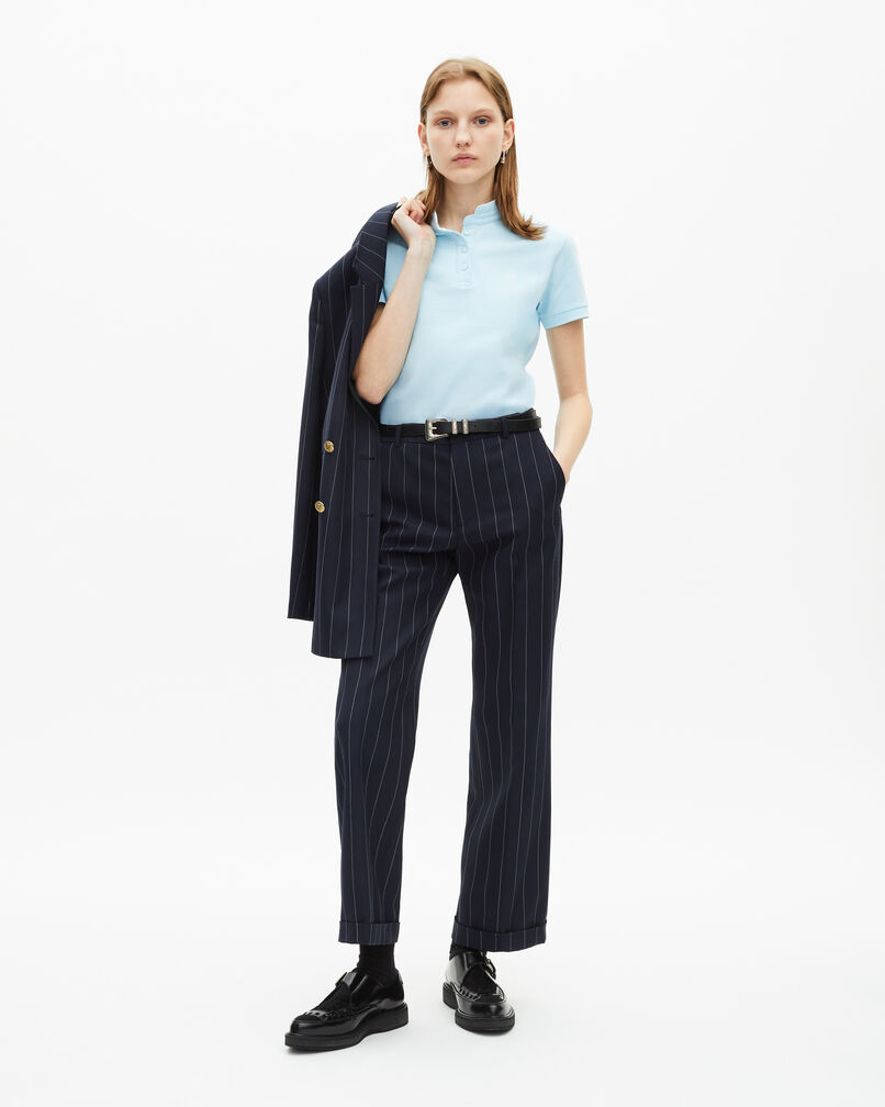 The Kooples FEMME NAVY pantalon tailleur rayures tennis droit en laine mélangée