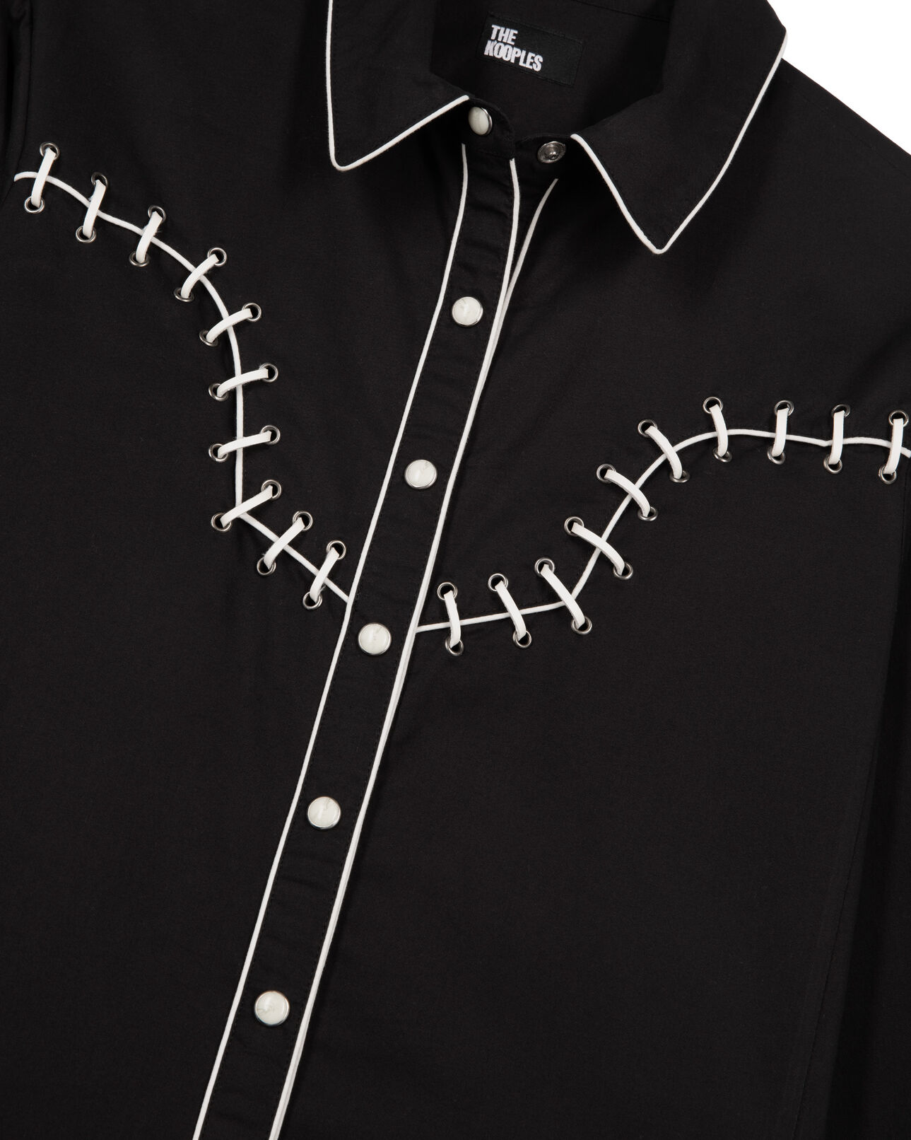 The Kooples WOMEN BLACK shirt with black embroidery