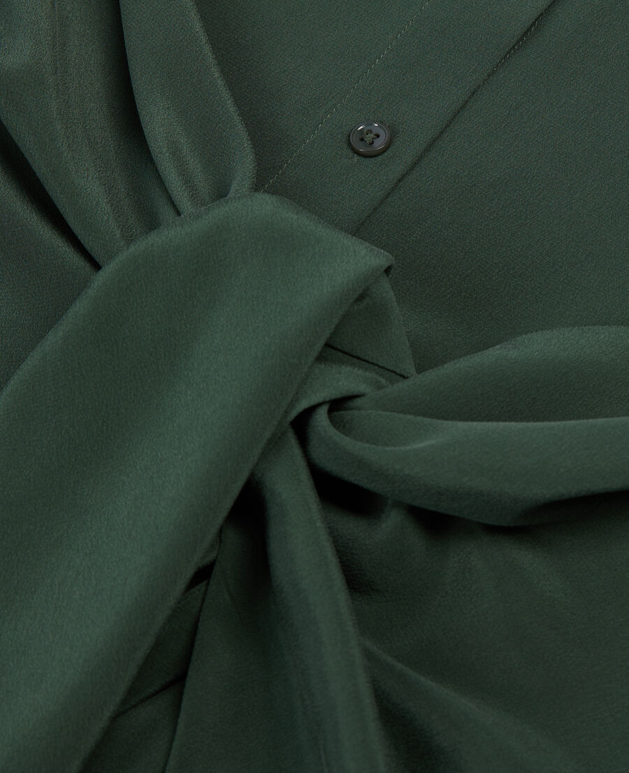 The Kooples F WOOD KAKI short green shirt dress with bow