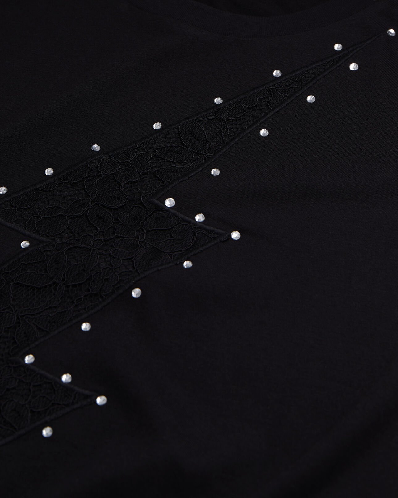 The Kooples FEMME BLACK t-shirt femme noir avec éclair en dentelle