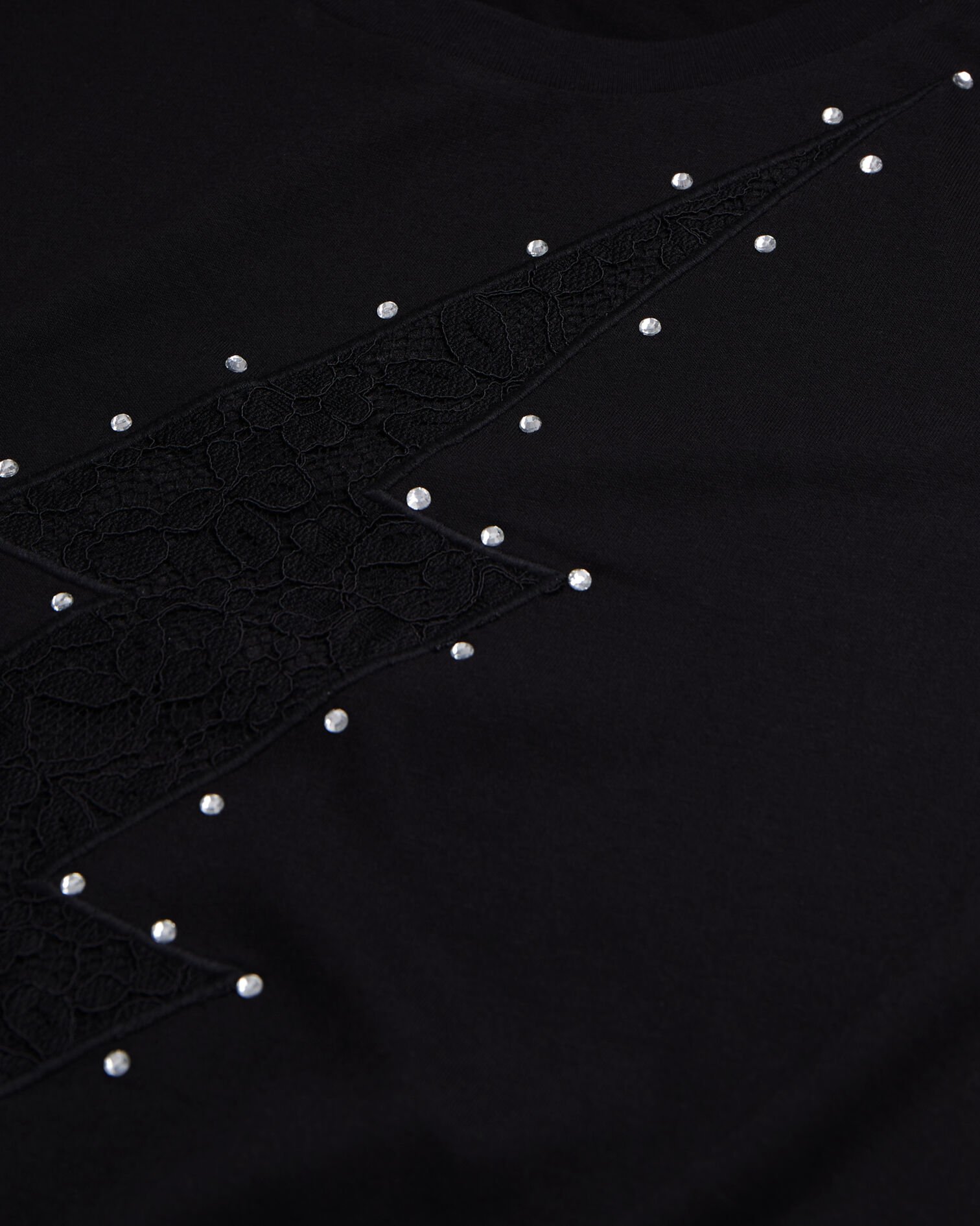 T-shirt Femme noir avec éclair en dentelle, BLACK, hi-res image number null