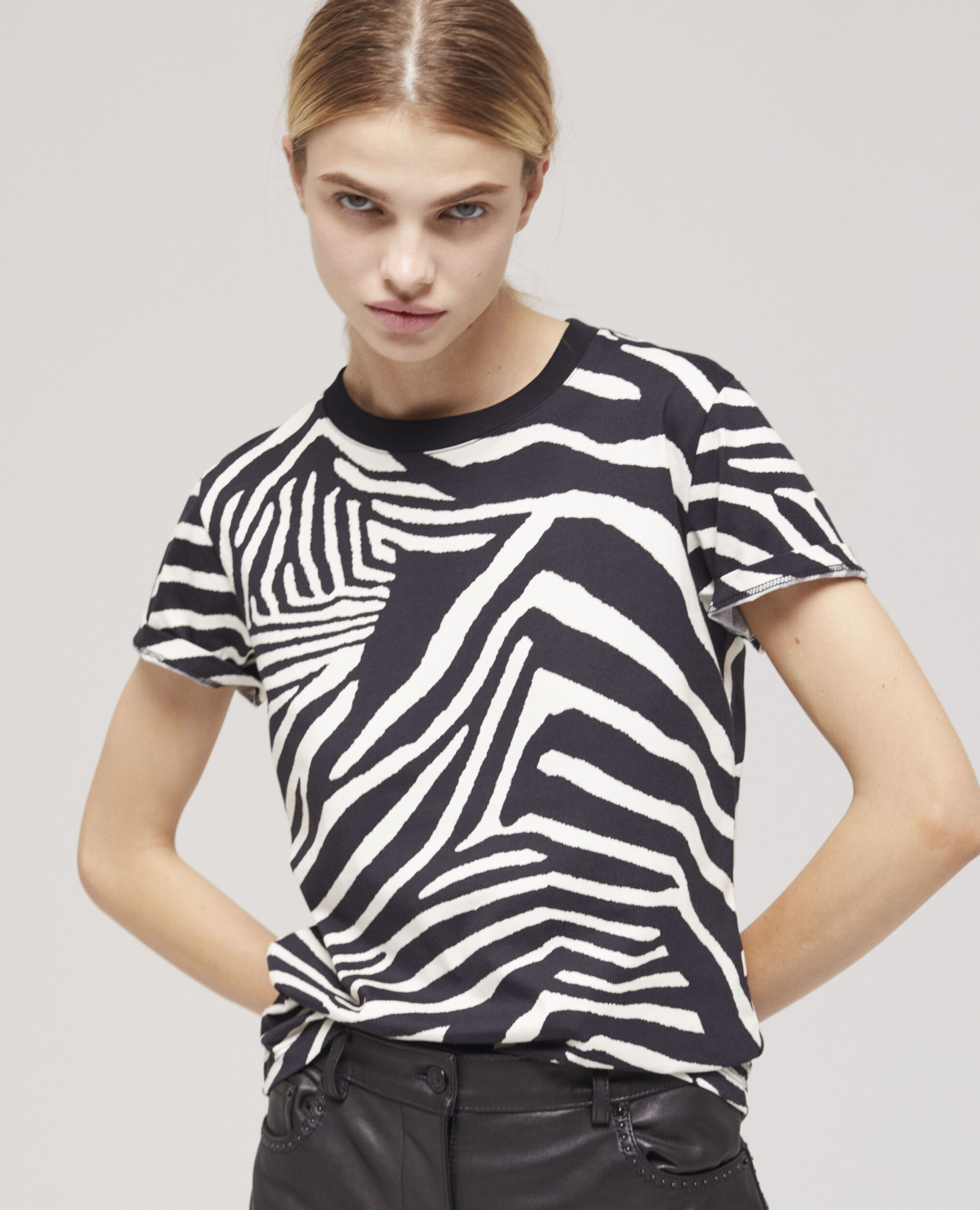 T-Shirt Damen mit Print, BLACK / WHITE, hi-res image number null