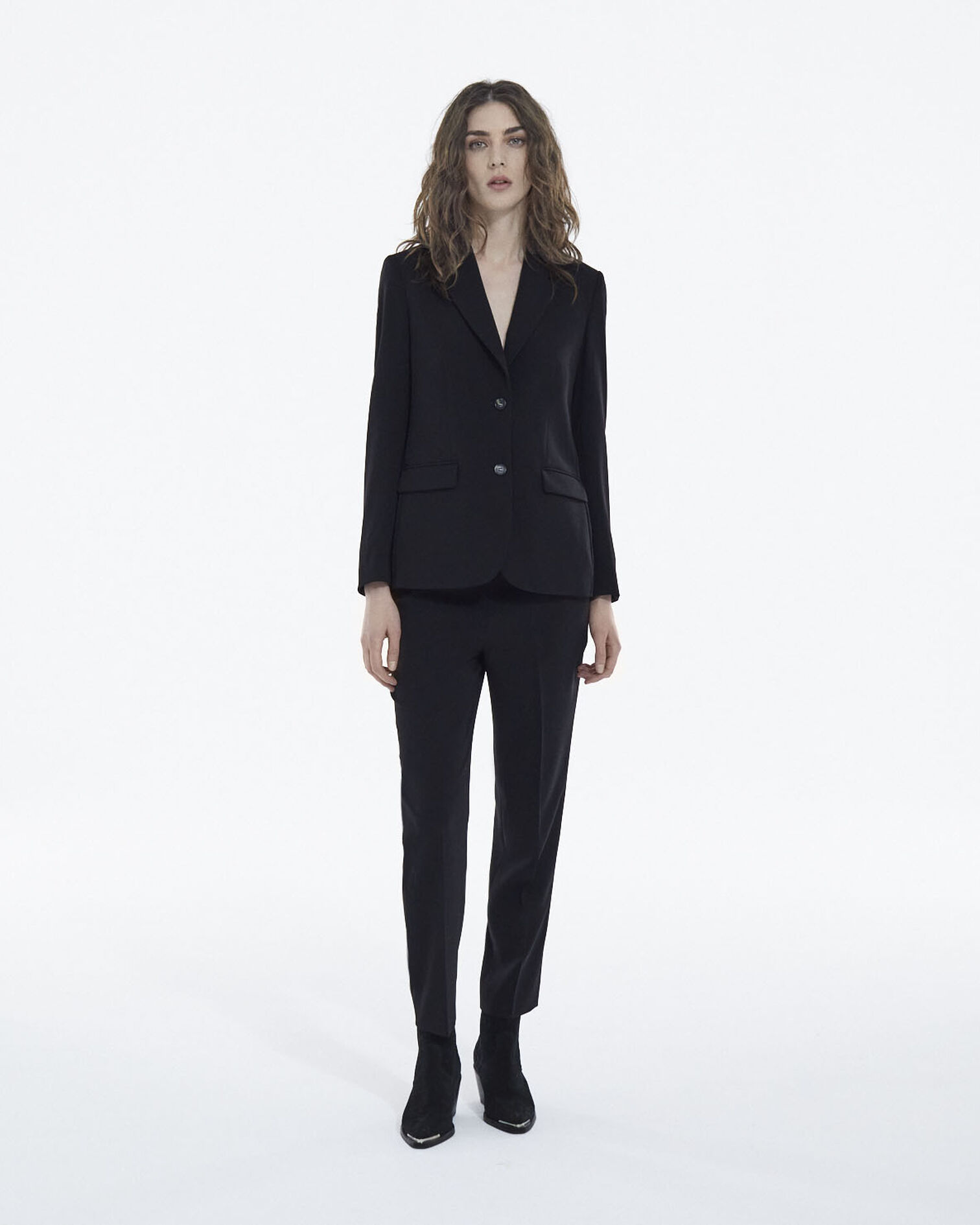 Veste fluide noire à deux boutons, BLACK, hi-res image number null