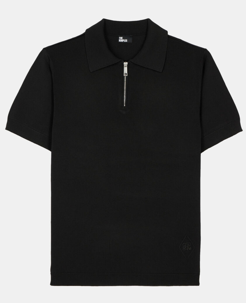 The Kooples HERREN BLACK schwarzes poloshirt aus strick