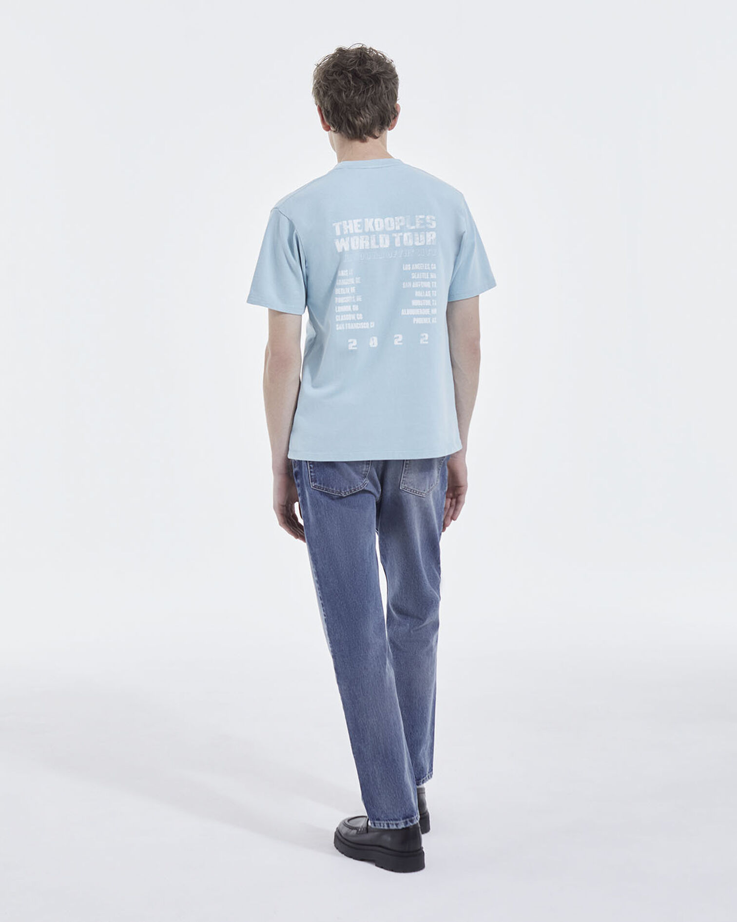 Sky blue cotton T-shirt w/ contrast logo, BLUE SKY, hi-res image number null