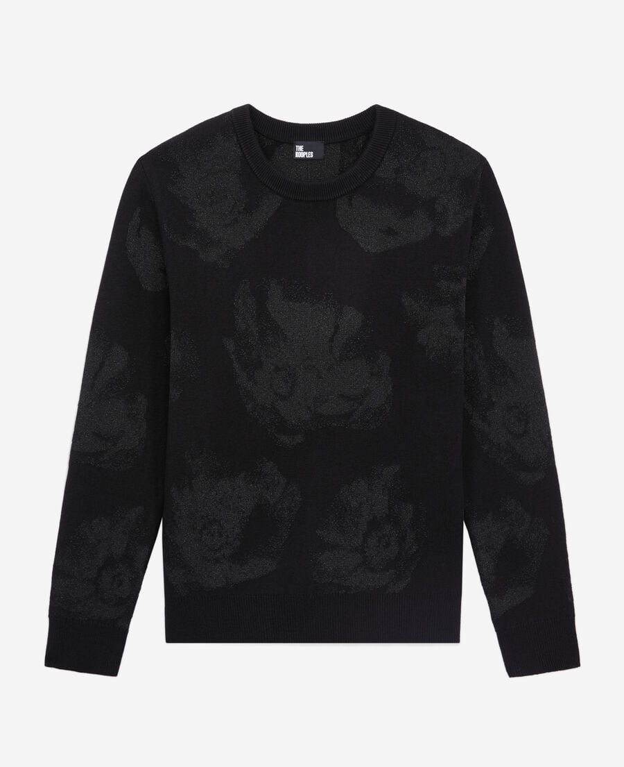 The Kooples F BLACK/BLACK black wool-blend jumper with silver patterns
