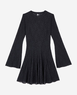 The Kooples DAMEN BLACK schwarzes kurzes skater-kleid mit spitzen