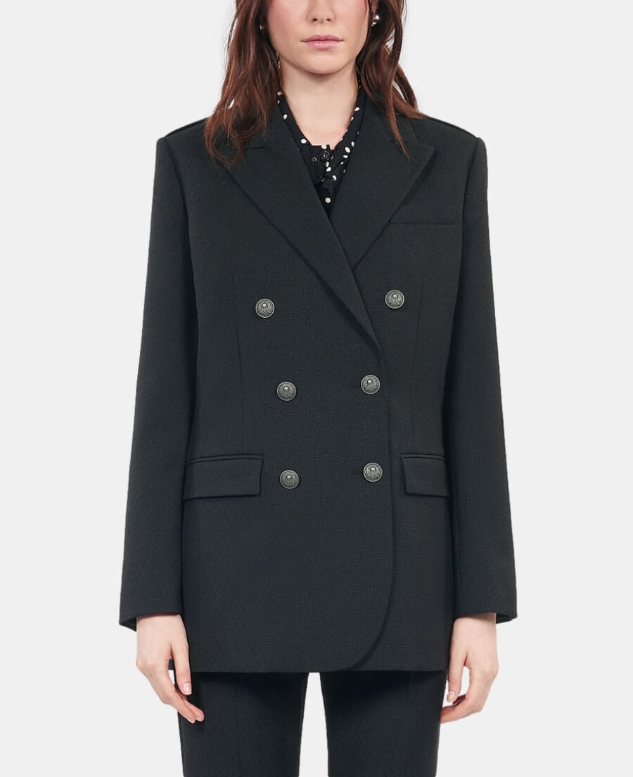 The Kooples FEMME BLACK veste tailleur en laine mélangée noire