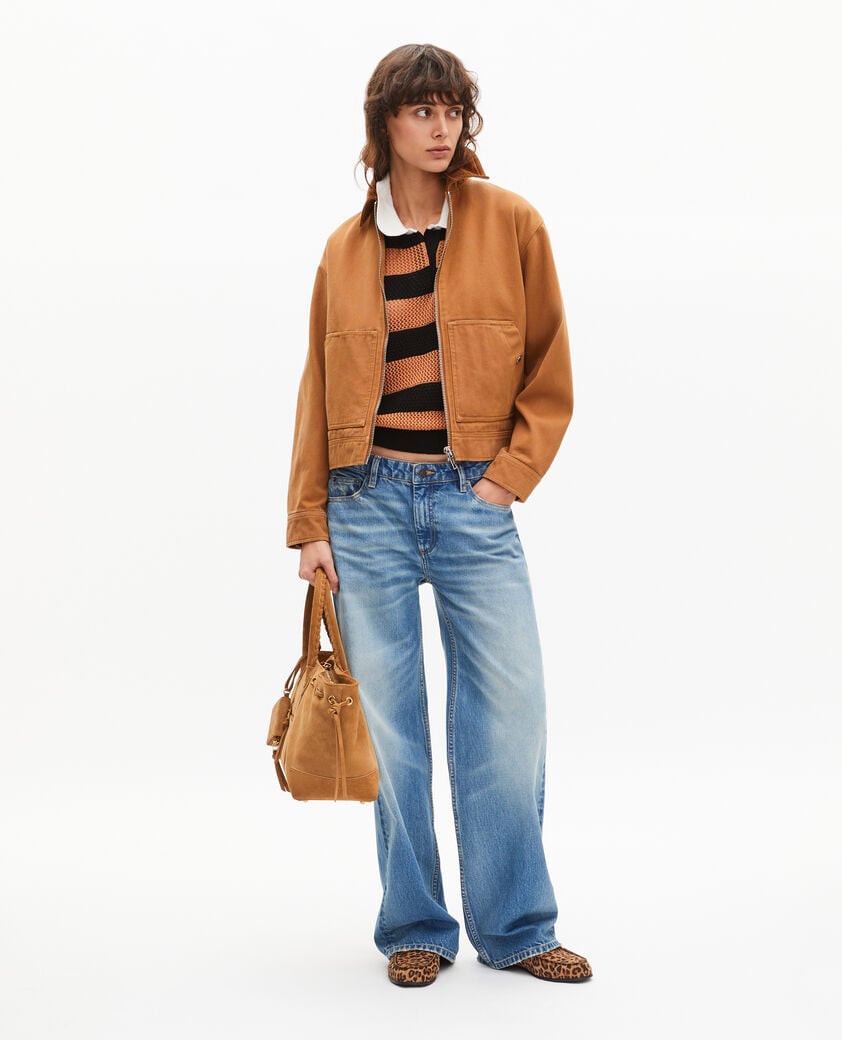 The Kooples FEMME CAMEL blouson brod&eacute; dos en coton camel