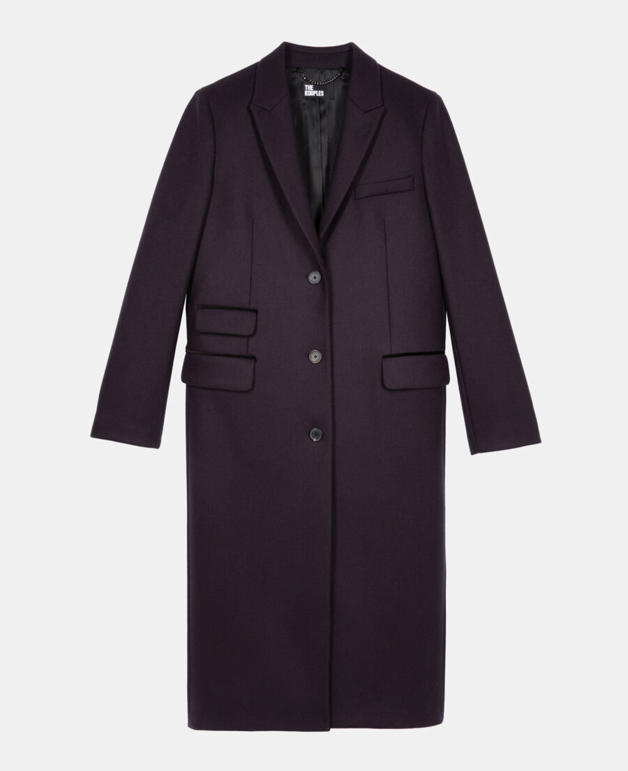 The Kooples WOMEN NAVY long navy blue wool-blend coat