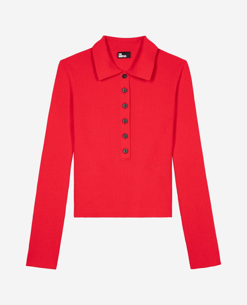 The Kooples F TANGO RED red rib knit sweater
