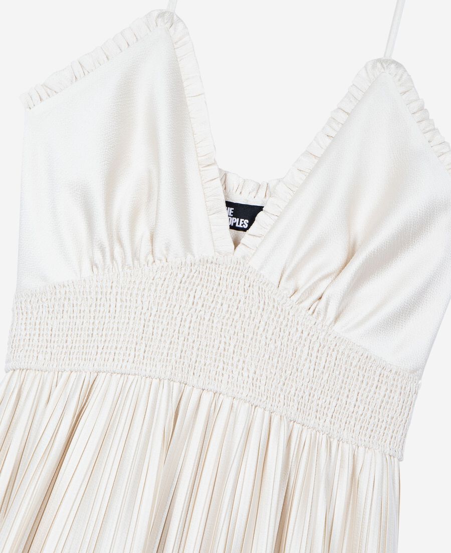 The Kooples F LIGHT BEIGE off-white pleated maxi dress