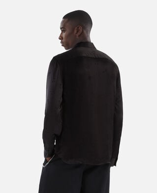 The Kooples HERREN BLACK schwarzes jacquardhemd mit musik-print